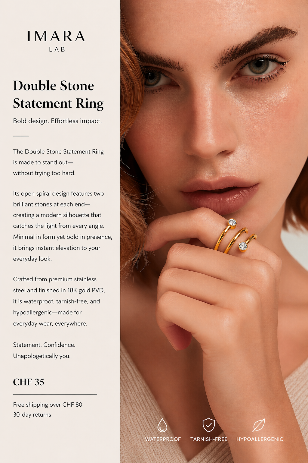 Double Stone Statement Ring