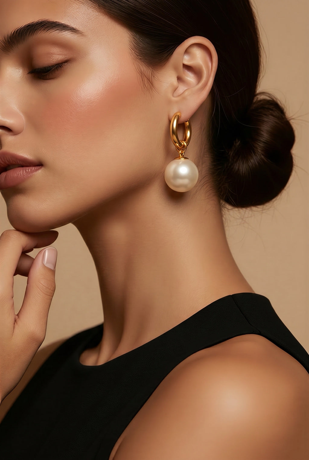 Pearl Drop Huggie Earrings