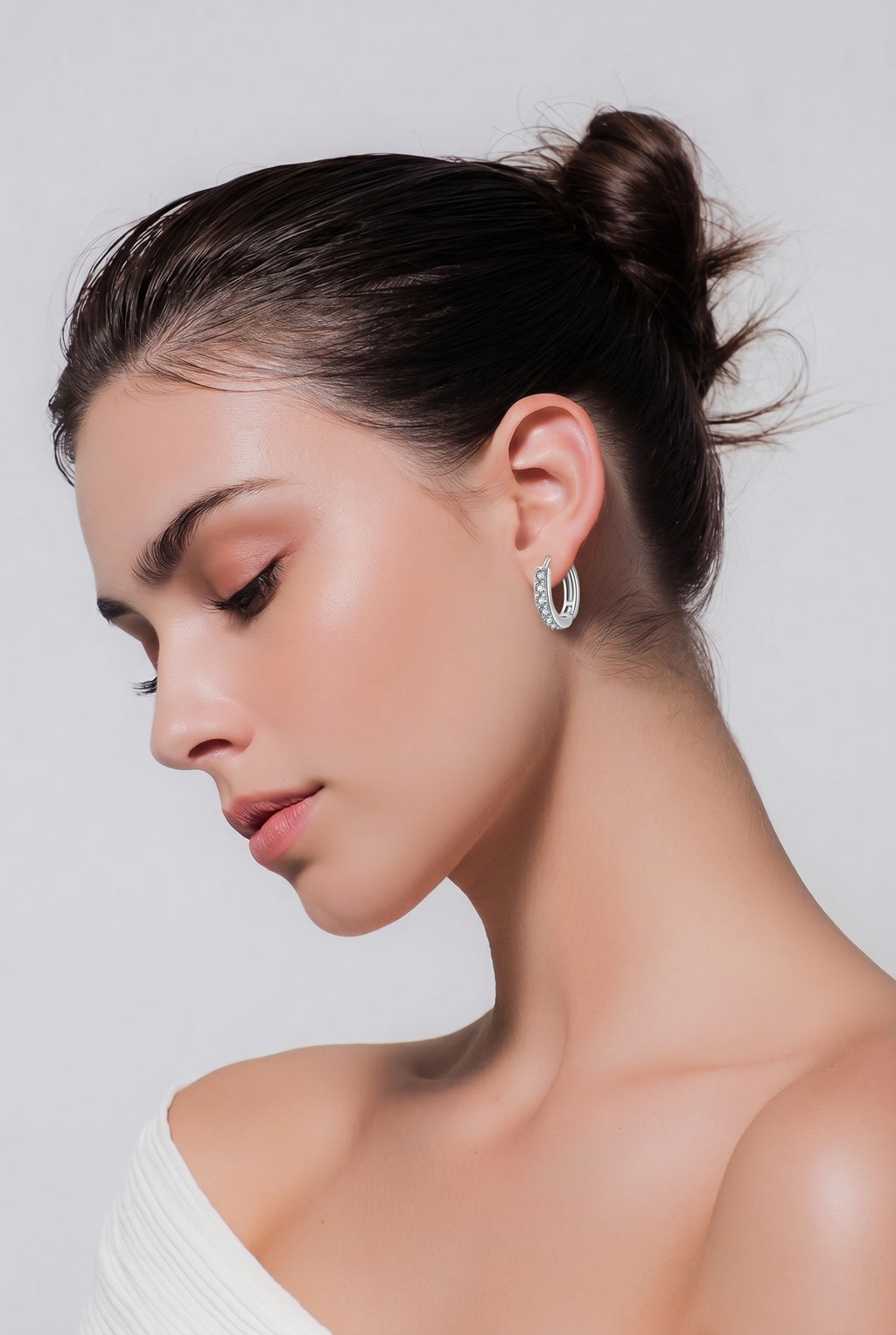 Pavé Huggie Earrings (Silver)