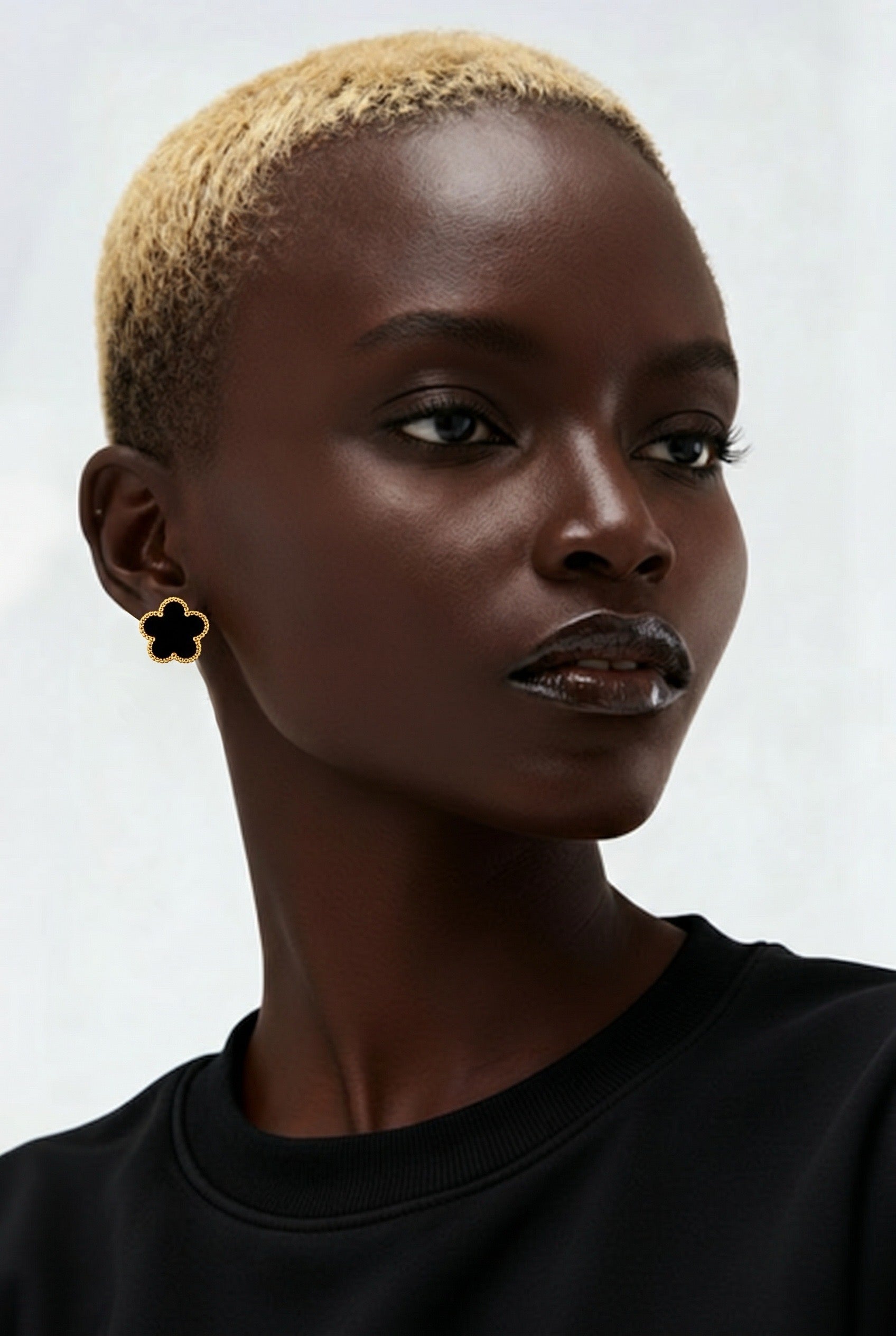 Noir Clover Studs