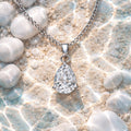Teardrop Crystal Necklace (Silver)
