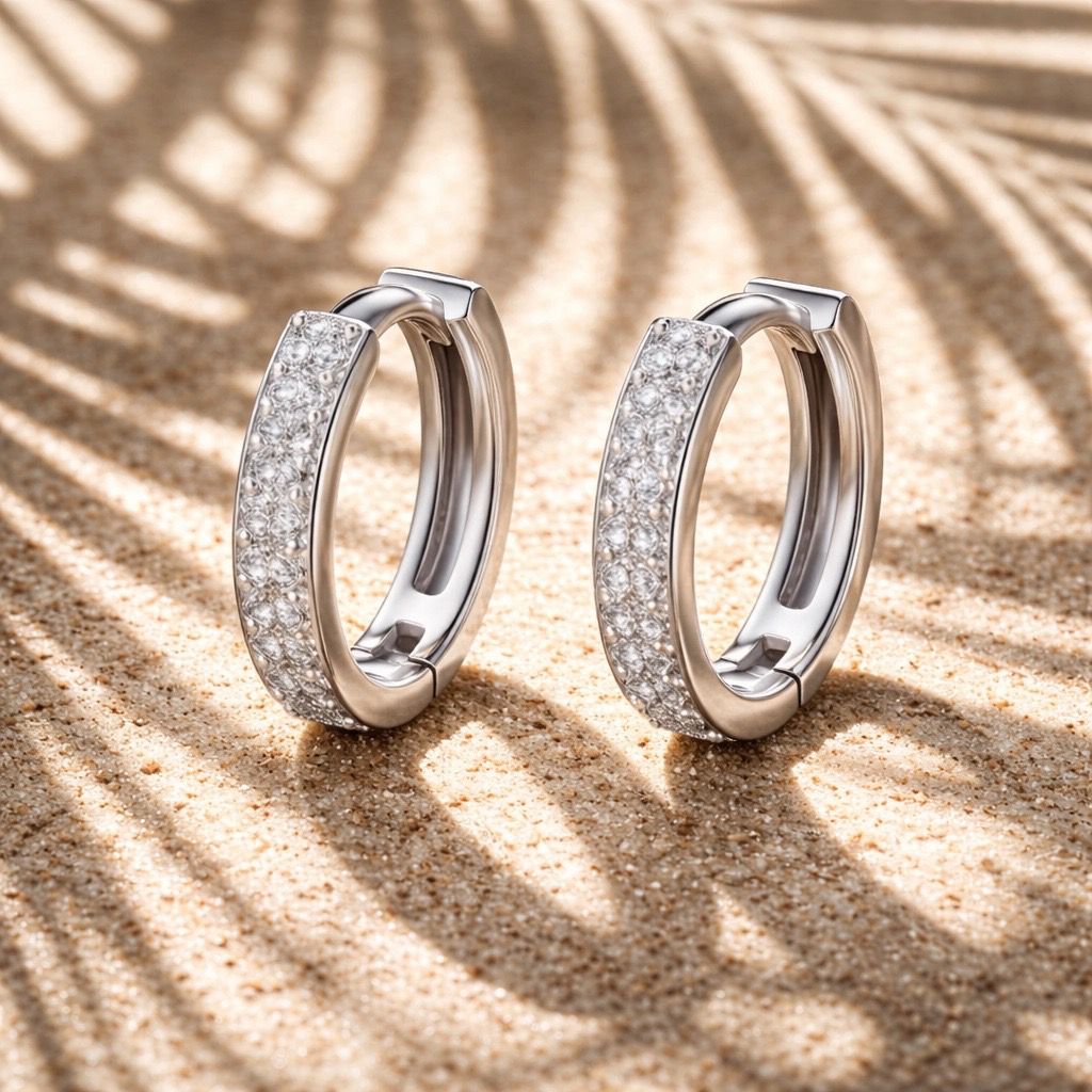 Pavé Huggie Earrings (Silver)