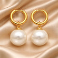 Pearl Drop Huggie Earrings