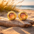 Amber Dome Stud Earrings