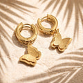 Butterfly Drop Huggie Earrings
