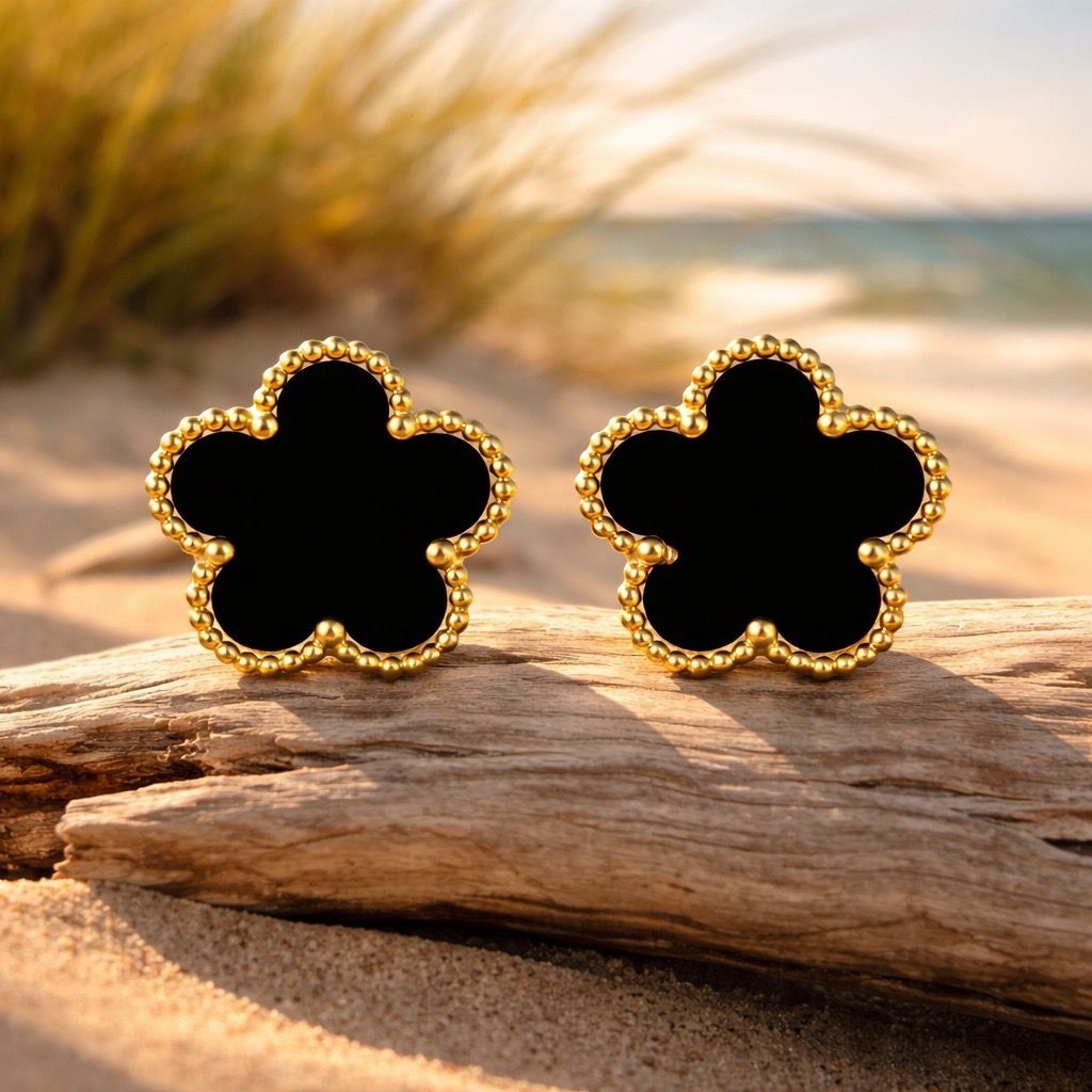 Noir Clover Studs